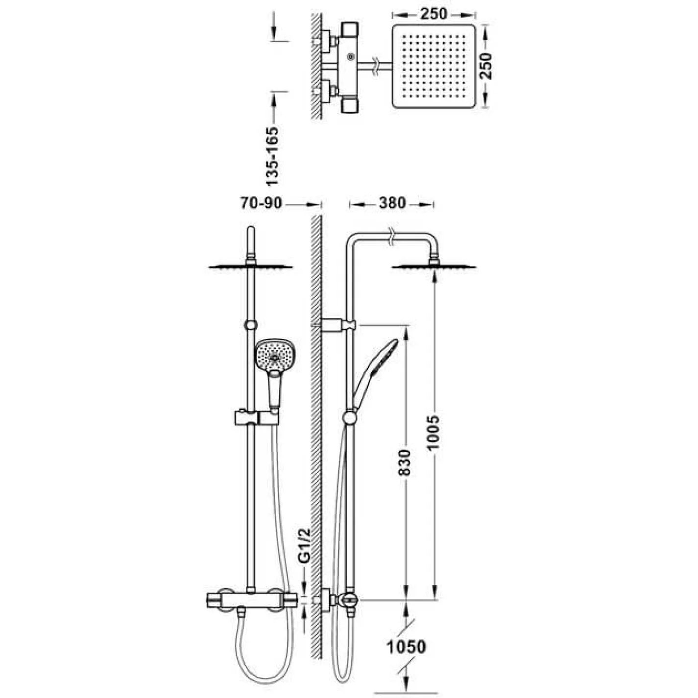 Душевая система Tres с термостатом (18138503) - Фото 1